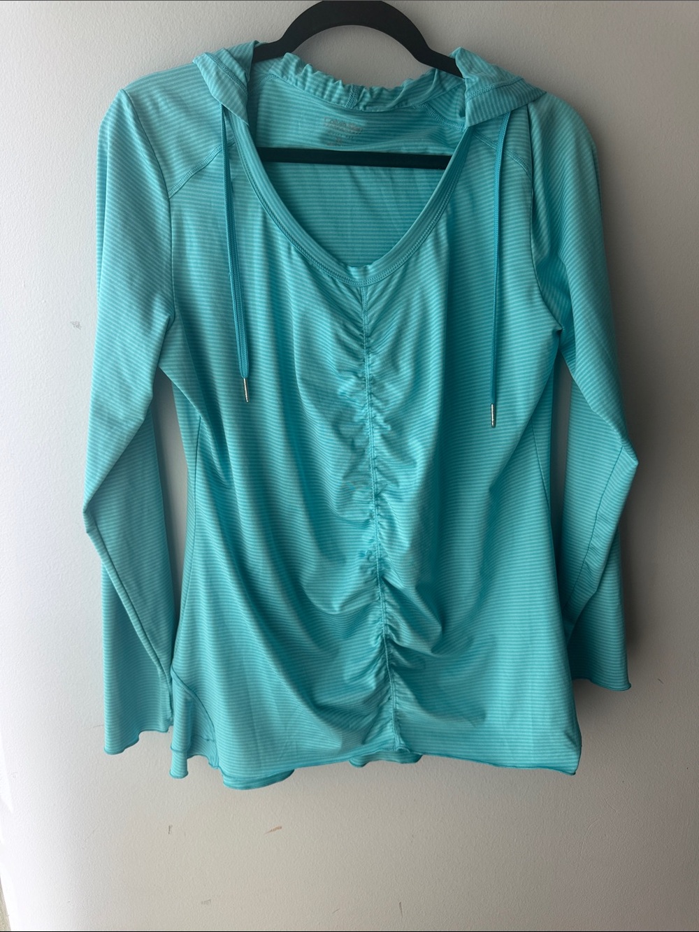 Calvin Klein Teal Striped Top athletic top w Hood Size XL - Picture 1 of 3